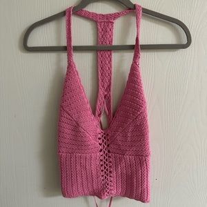 Cute ae pink crochet top